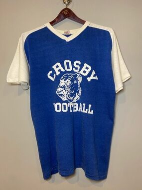 Collegiate Pacific Vintage Single Stitch Blue & White Graphic T-Shirt Size XL